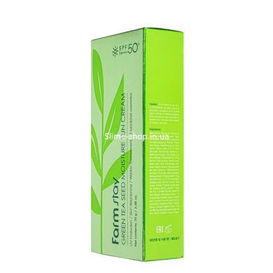 Солнцезащитный крем для лица 3 в 1 FarmStay Green Tea Seed Moisture Sun Cream SPF50+/PA+++ с зеленым чаем, 70 г