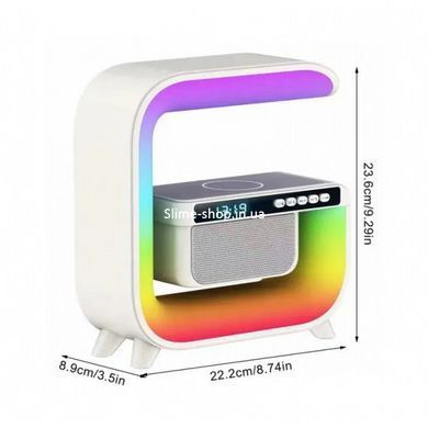 Ночник с колонкой и безпроводной зарядкой RGB G3, Аудио колонка с подсветкой и UM-279 беспроводной зарядкой
