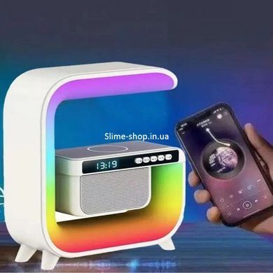 Ночник с колонкой и безпроводной зарядкой RGB G3, Аудио колонка с подсветкой и UM-279 беспроводной зарядкой
