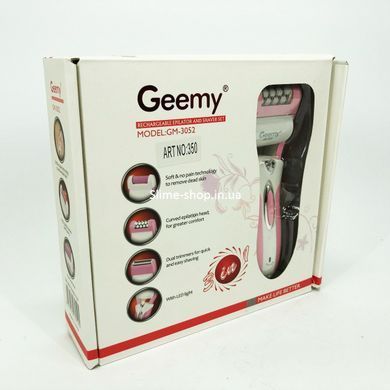 Жіночий акумуляторний депілятор Gemei GM-3052, Епілятор електричний, Універсальна пемза QS-741 для ніг