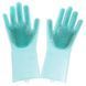 Силиконовые перчатки Magic Silicone Gloves для уборки чистки мытья посуды для дома. RY-466 Цвет: бирюзовый