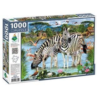 Пазли "Зебри на водопої", 1000 елементів, 66 х 48 см