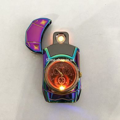 Спиральная зажигалка, электрозажигалка аккумуляторная USB-813 KY-211 + часы