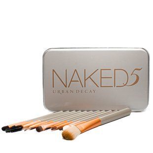 Набір пензликів для макіяжу Naked3 з 12 інструментів в металевому футлярі