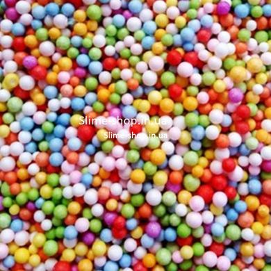 Пенопластовые шарики для слайма маленькие разноцветные, 2-4 мм