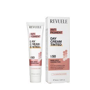 Крем для лица отбеливающий тональный Revuele Anti Pigment Day Cream Tinted SPF50 40 мл