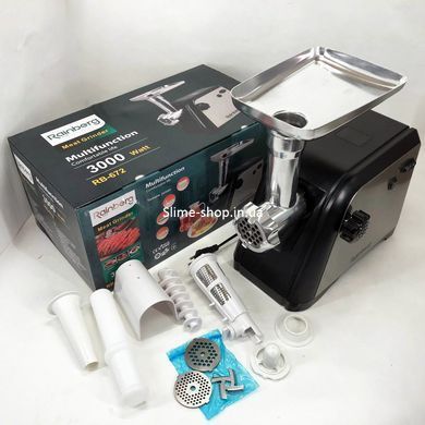 Электромясорубка для дома Rainberg RB-672 3000W, Мясорубка с шинковкой кубиками, ZQ-870 Томатная мясорубка