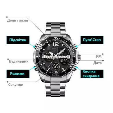 Годинник для чоловіка SKMEI 1649BK, Оригінальний чоловічий годинник, Чоловічий годинник з KB-171 офіційною гарантією