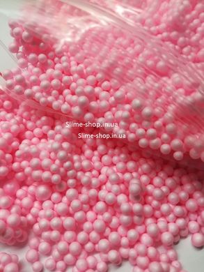 Пенопластовые шарики для слайма маленькие розовые 2-4 мм 10х10 см