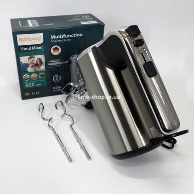 Міксер ручний електричний Rainberg RB-1012 600W Нержавіюча сталь, ручний міксер для кухні, QZ-698 потужний міксер