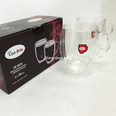 Стеклянные стаканы с двойными стенками Con Brio CB-8630 2шт, 300мл, Набор чашек с VH-548 двойным стеклом