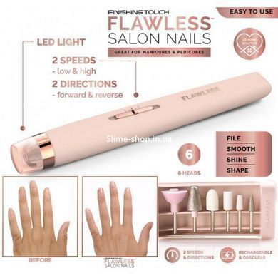 Маникюрный аппарат с подсветкой Flawless Salon Nails розовый, Фрезер для маникюра KT-190 для начинающих