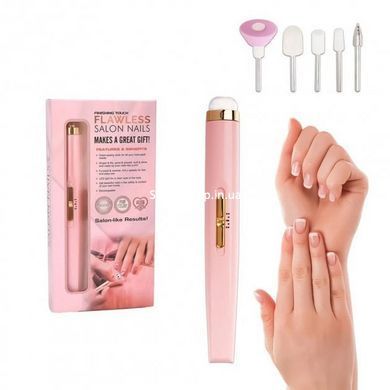 Маникюрный аппарат с подсветкой Flawless Salon Nails розовый, Фрезер для маникюра KT-190 для начинающих