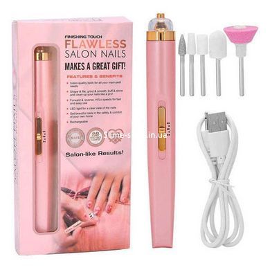 Маникюрный аппарат с подсветкой Flawless Salon Nails розовый, Фрезер для маникюра KT-190 для начинающих