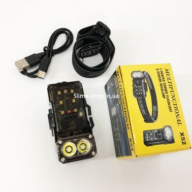 Налобный фонарь яркий X52, 2LED+6SMD RGB, Фонарик на голову для роботы, Хороший фонарик MA-438 для рыбалки