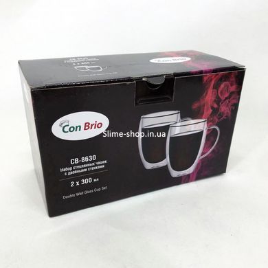 Стеклянные стаканы с двойными стенками Con Brio CB-8630 2шт, 300мл, Набор чашек с VH-548 двойным стеклом