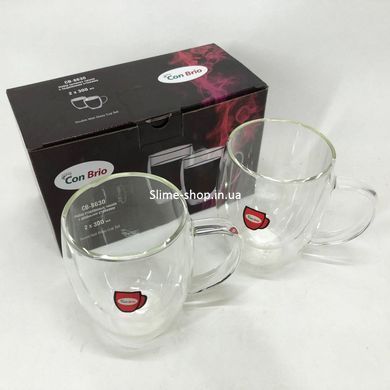 Стеклянные стаканы с двойными стенками Con Brio CB-8630 2шт, 300мл, Набор чашек с VH-548 двойным стеклом
