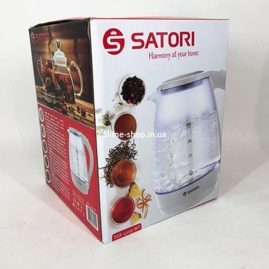 Маленький чайник Satori SGK-4105-WT 1.8 л 1500 Вт, Изысканный электрочайник, JA-598 Электрочайник удобный