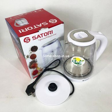 Маленький чайник Satori SGK-4105-WT 1.8 л 1500 Вт, Изысканный электрочайник, JA-598 Электрочайник удобный
