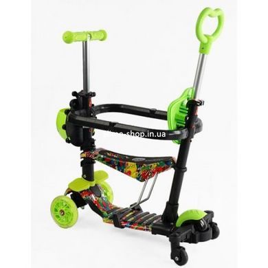 Самокат 5в1 "Best Scooter", (з доп. колесами, захисний бампер, PU колеса зі світлом, в коробці)