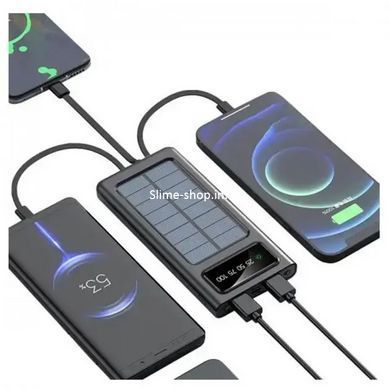 Power Bank Solar Smart 1015 зарядний пристрій на сонячній батареї 20000mAh з індикатором LR-164 заряду Чорний