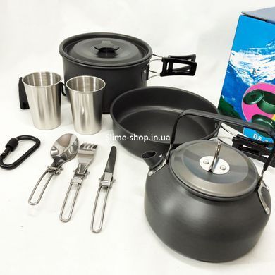 Посуд туристичний зі столовими приладами HALIN DS-308, Посуд для відпочинку на природі, NT-252 Похідний посуд