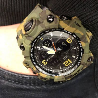 Часы военные с официальной гарантией SKMEI 1155BCMGN GREEN CAMO, Лучшие FT-634 тактические часы