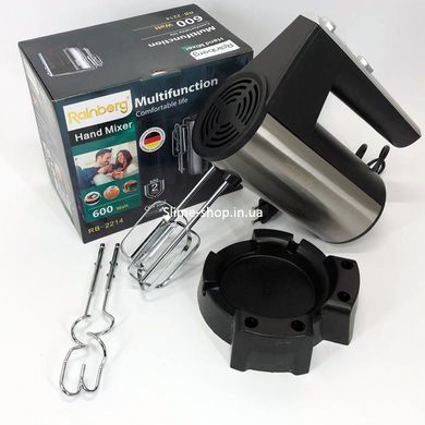 Миксер ручной электрический Rainberg RB-2214 600W 5 скоростей с подставкой, AC-415 двухвенчиковый миксер