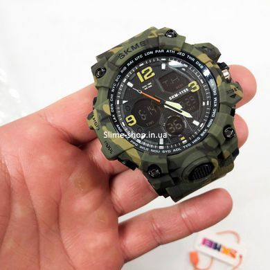 Часы военные с официальной гарантией SKMEI 1155BCMGN GREEN CAMO, Лучшие FT-634 тактические часы