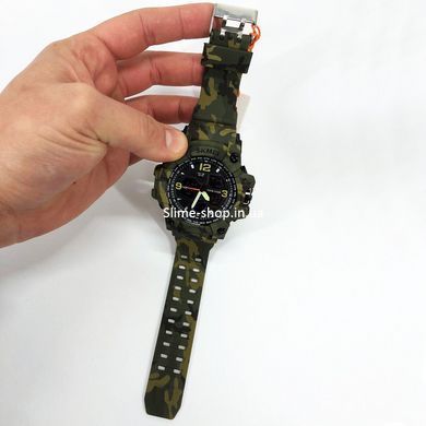 Часы военные с официальной гарантией SKMEI 1155BCMGN GREEN CAMO, Лучшие FT-634 тактические часы