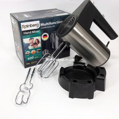 Миксер ручной электрический Rainberg RB-2214 600W 5 скоростей с подставкой, AC-415 двухвенчиковый миксер