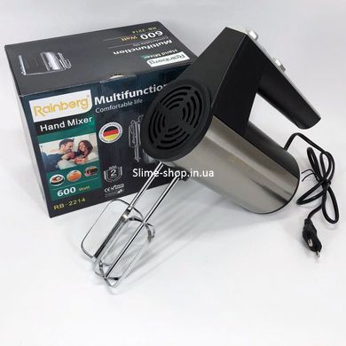 Миксер ручной электрический Rainberg RB-2214 600W 5 скоростей с подставкой, AC-415 двухвенчиковый миксер