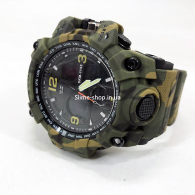 Часы военные с официальной гарантией SKMEI 1155BCMGN GREEN CAMO, Лучшие FT-634 тактические часы