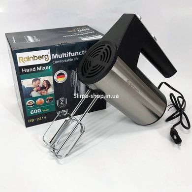 Миксер ручной электрический Rainberg RB-2214 600W 5 скоростей с подставкой, AC-415 двухвенчиковый миксер