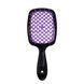 Щетка для волос массажная продувная Superbrush Plus Hollow Comb прямоугольная, Черная с фиолетовым