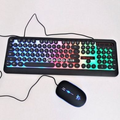 Комплект проводная клавиатура и мышка с LED подсветкой RB-491 UKC HK-3970