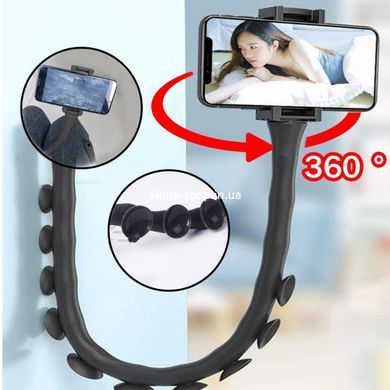 Гнучкий тримач для телефону з універсальними присосками Cute Worm Lazy Holder. BC-366 Колір: чорний