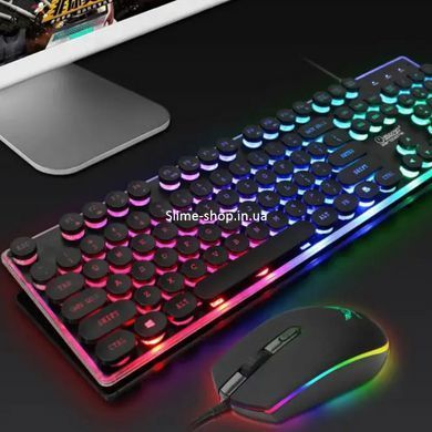 Комплект проводная клавиатура и мышка с LED подсветкой RB-491 UKC HK-3970