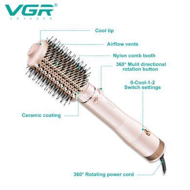 Воздушный стайлер для волос VGR V-494 2200 Вт, Фен для головы, Фен-стайлер с UN-685 различными насадками