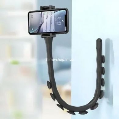 Гнучкий тримач для телефону з універсальними присосками Cute Worm Lazy Holder. BC-366 Колір: чорний