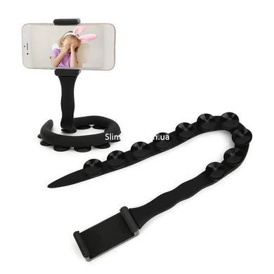 Гнучкий тримач для телефону з універсальними присосками Cute Worm Lazy Holder. BC-366 Колір: чорний