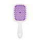 Щетка для волос массажная продувная Superbrush Plus Hollow Comb прямоугольная, Белая с фиолетовым