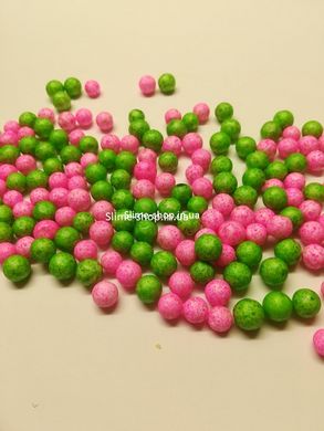 Пінопластові кульки для слайма «Мікс зелених та рожевих», 7-9 мм