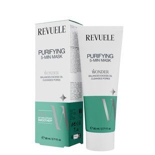 Маска для лица очищающая с AHA BHA кислотами Revuele Wonder пятиминутная, 80 мл