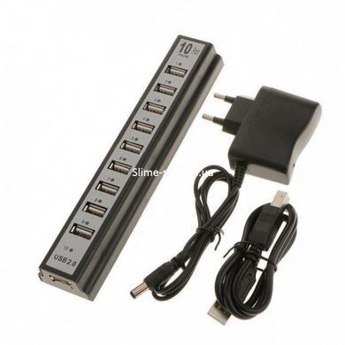 Разветвитель USB HUB на 10 портов с активной зарядкой 220V, Разветвитель юсб, Хаб WZ-548 для ноутбука
