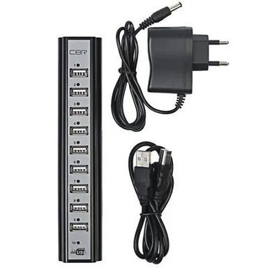 Разветвитель USB HUB на 10 портов с активной зарядкой 220V, Разветвитель юсб, Хаб WZ-548 для ноутбука