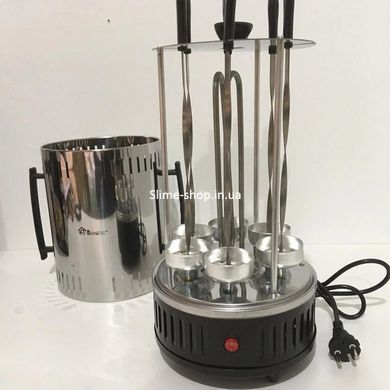 Шашлычница электрическая Domotec MS-7781 на 6 шампуров 1000Вт вертикальная с TY-903 нержавеющей стали