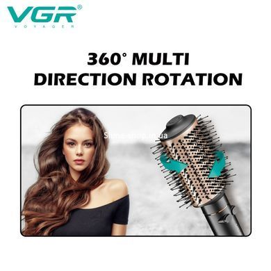 Фен для волос с настройками VGR V-494 2200 Вт, Фен с насадкой брашинг, Фен браш FI-647 с вращением