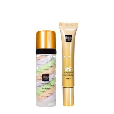 Набор для макияжа 2 в 1 трехцветная база + солнцезащитный крем SPF35 Senana Tri-Color Isolation Sun