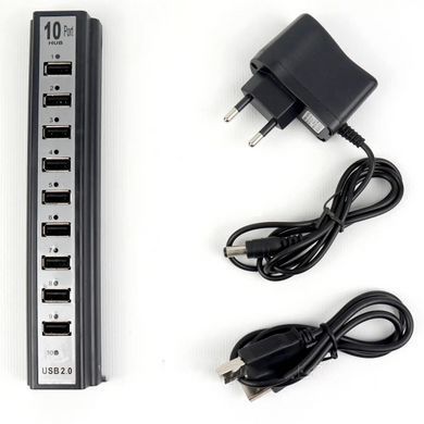 Разветвитель USB HUB на 10 портов с активной зарядкой 220V, Разветвитель юсб, Хаб WZ-548 для ноутбука